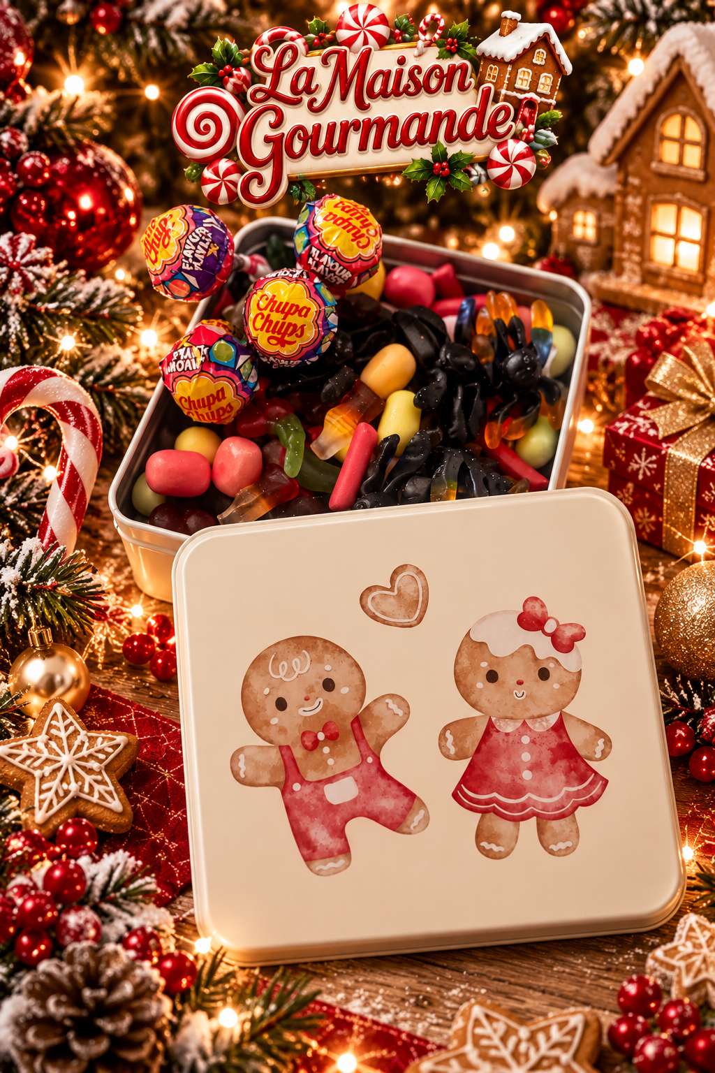 Boîte de Noël melange de bonbon 800grs +4 sucette
