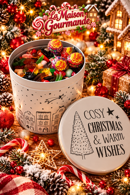Boîte de Noël mélange 2kg de bonbon +4 sucette